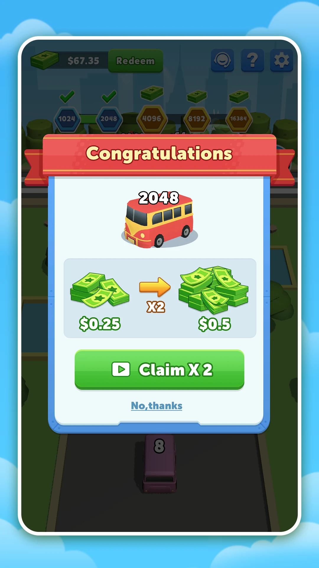 Bus Merge 2048 screenshot