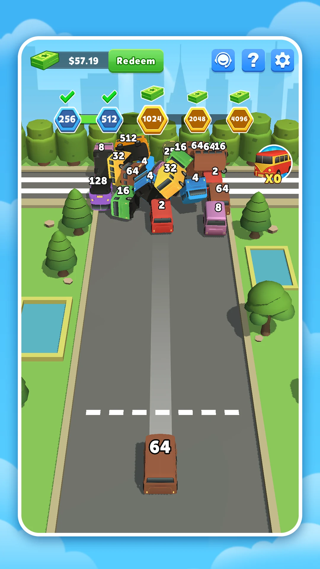 Bus Merge 2048 screenshot